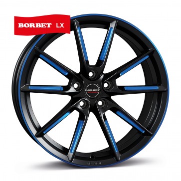 8x19/5x108 CB72.5 ET45 Borbet LX black matt spoke rim blue polished