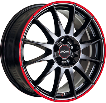 7.0x17/5x112 CB76.0 ET45 Ronal R54 MCR Gloss Black / Red