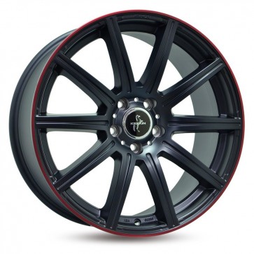8.5x19/5x112 CB66.6 ET45 Keskin-Tuning KT16 Matt Black Lip Red