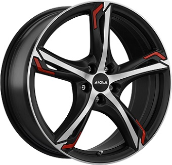 7.5x17/5x108 CB76.0 ET45 Ronal R62 RED Dull Black / Polished