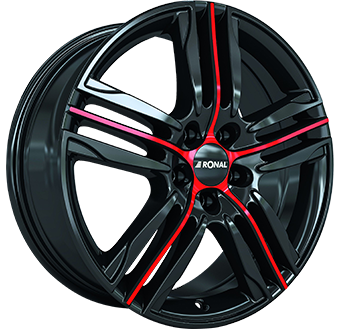 7.5x18/5x112 CB76.0 ET45 Ronal R57 Gloss Black / Red