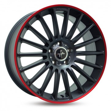 8.5x19/5x112 CB66.6 ET45 Keskin-Tuning KT15 Matt Black Lip Red
