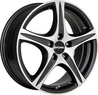 6.0x15/5x100 CB57.1 ET38 Ronal R56 Dull Black / Polished