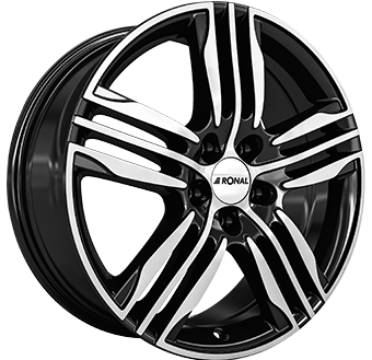7.5x17/5x114 CB82.0 ET40 Ronal R57 Gloss Black / Polished