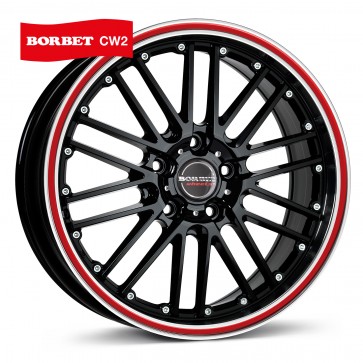 7x17/4x100 CB64 ET38 Borbet CW 2 black red line